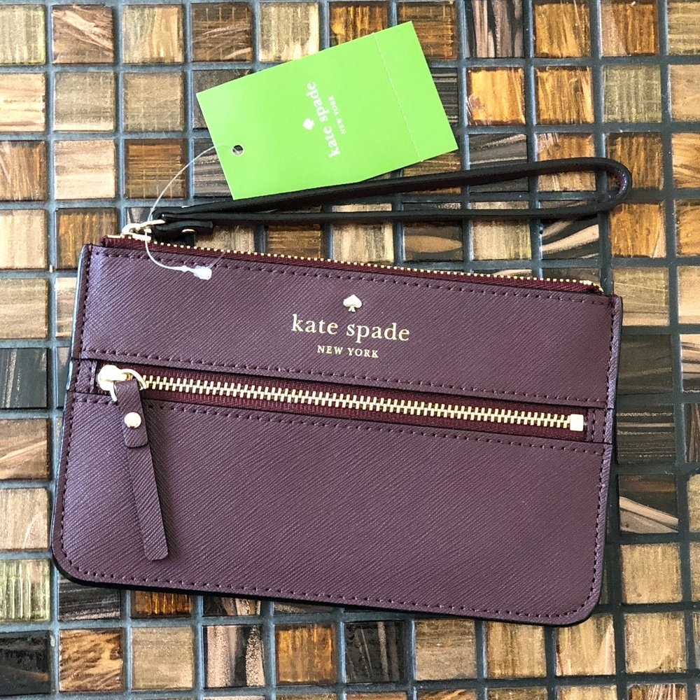 NWT Kate Spade Mikas Pond Bee Wristlet Mulled Wine